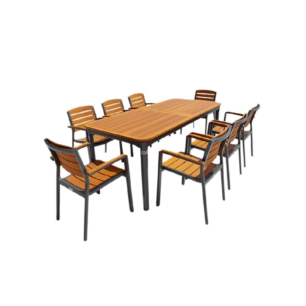 Eikenhouten Tuinset met Tien Stoelen