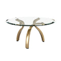 Ronde glazen salontafel met gouden pootjes