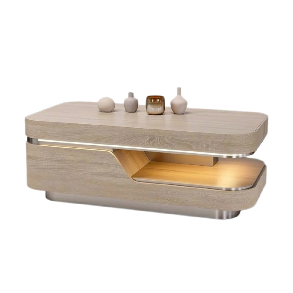 Moderne salontafel met geïntegreerde opbergruimte en LED-verlichting