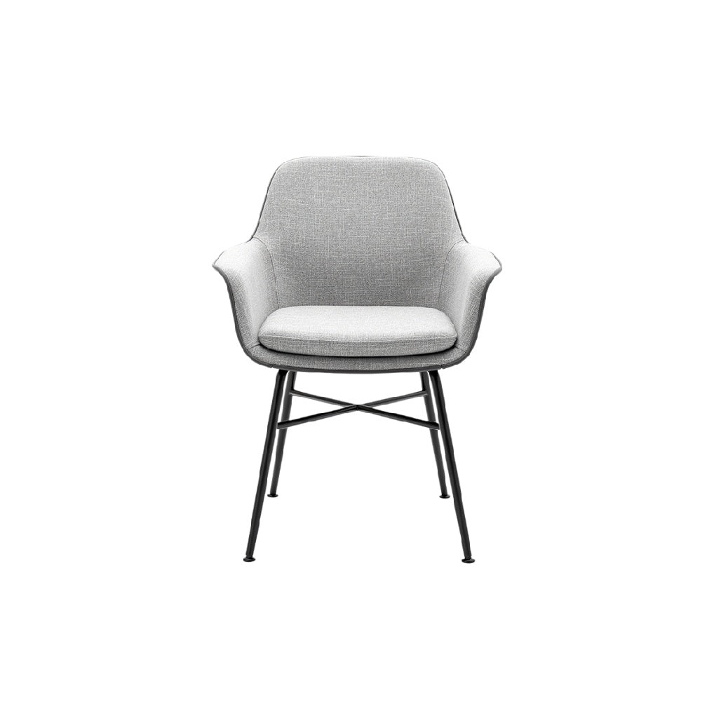 Moderne grijze fauteuil met metalen poten